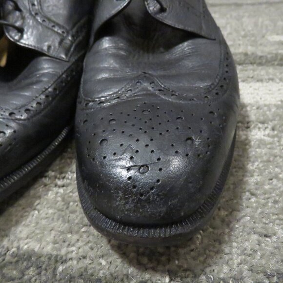 SALVATORE FERRAGAMO Black Leather Wingtip Brogue Oxford Shoes - Size US 9.5 D - Picture 6 of 16